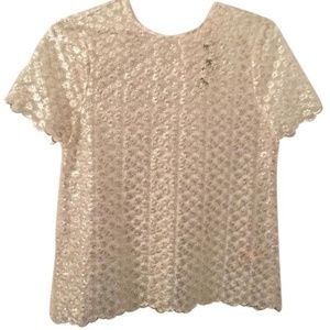 Kate Spade White and Silver Shannon Flower Top